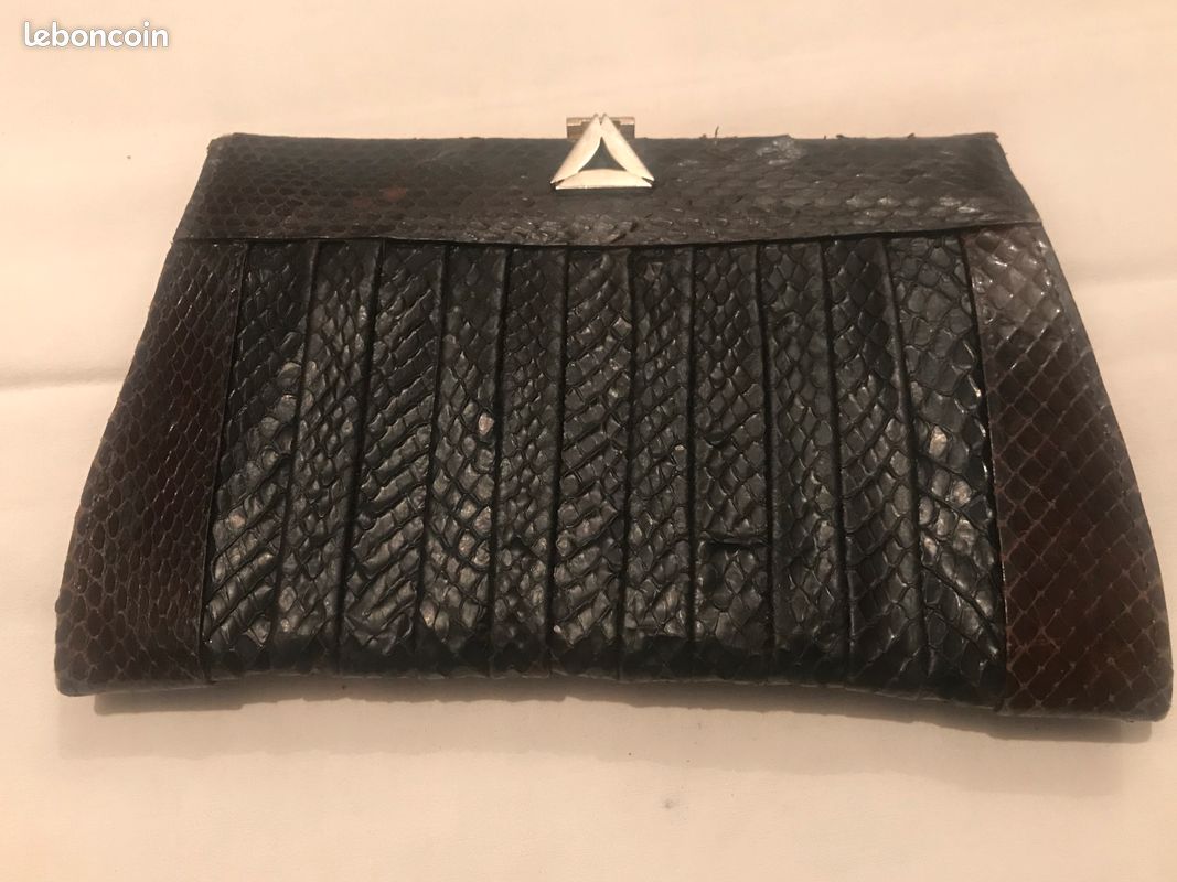 Pochette vintage en reptile marron (image 1)