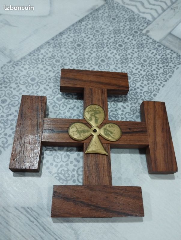 Croix De Jérusalem En Bois D'olivier - Symbole Religieux Ou Décoratif - Neuf Avec étiquettes