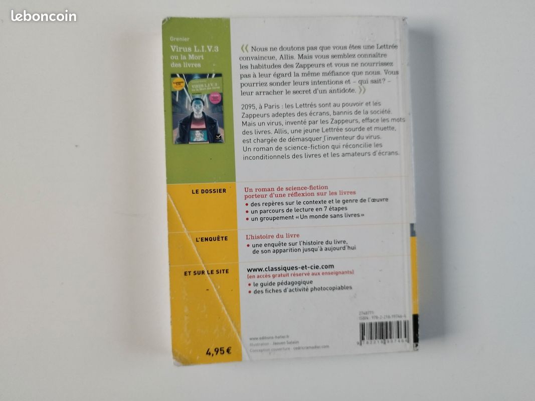 Livre Virus L.I.V. 3 ou la Mort des livres de Christian Grenier (image 2)