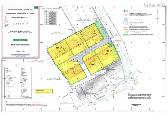 Terrain 412 m² Tollevast