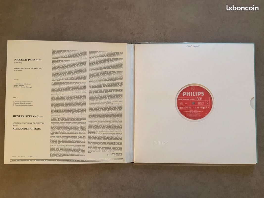 Vinyle 33T Paganini - Henryk Szeryng, London Symphony Orchestra : Alexander Gibson Concerto Per Violino N. 3 (Premier Enregistrement Mondial) 1971 (image 2)