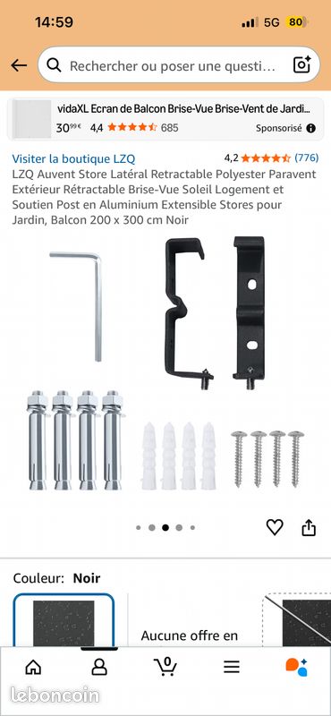 Auvent 200x300 gris neuf sous blister (image 1)