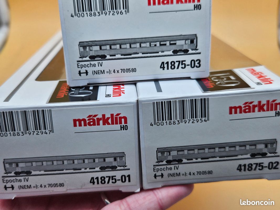 Coffret Märklin HO 41871 - 3 Voitures Inox TEE PBA Étoile Du Nord - Neuf En Boîte