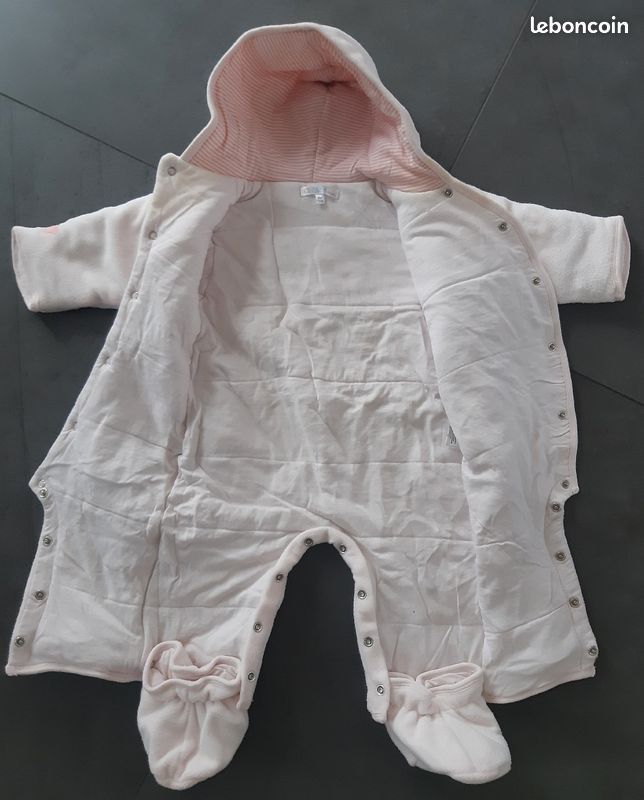 Combinaison chaude bébé rose pâle - 9 mois (image 3)