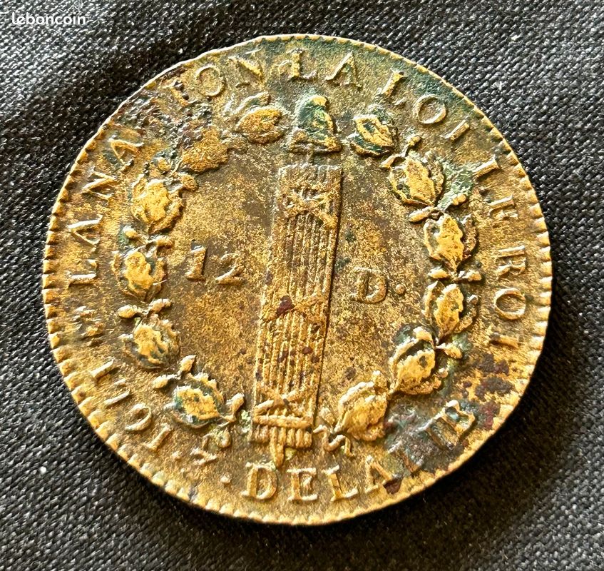 LOUIS XVI 12 Deniers au faisceau 1791 Paris (image 2)