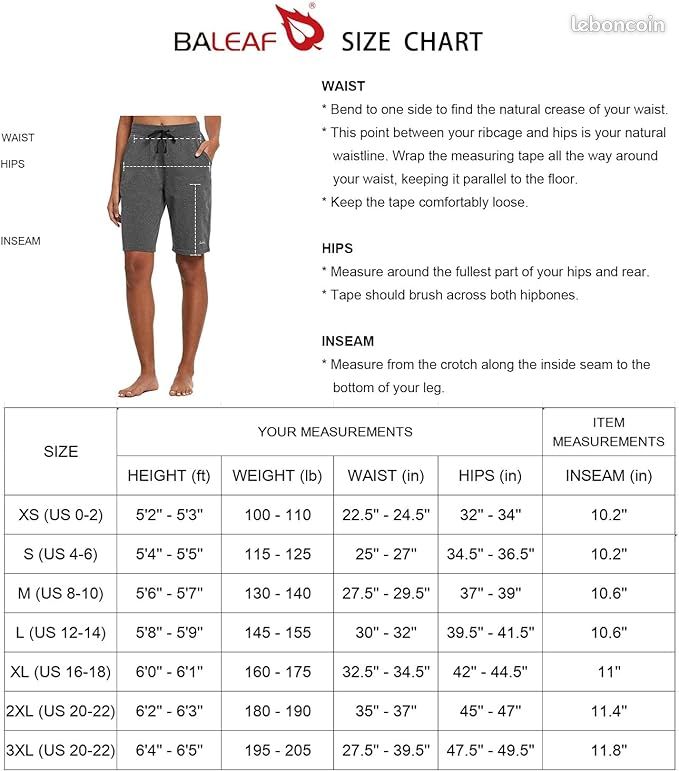 BALEAF Bermuda Long Femme Coton Taille Haute – Genou 30,5 Cm, Poches, Confort Décontracté Travail & Maison