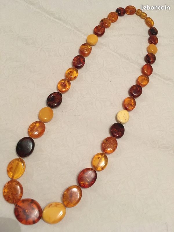 Rare grand collier en ambre 4 couleurs (facture) (image 1)