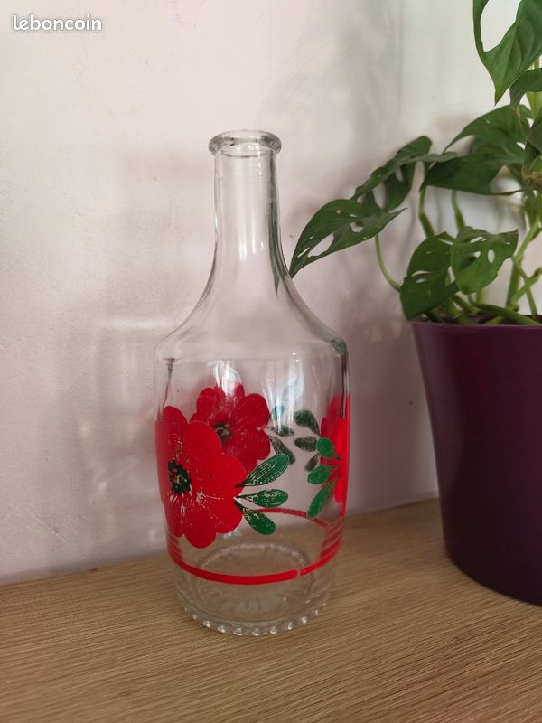 Pichet Rétro Années 70 Borgonovo En Verre Imprimé Fruits Et Fleurs – Déco Vintage
