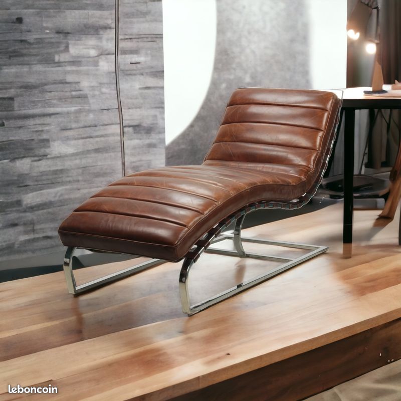 Fauteuil en cuir cigare (Neuve) - Livraison gratuite (image 1)
