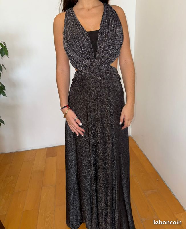 Robe de soirée grise pailletée taille 36-38 (image 4)