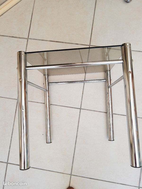 Table basse carrée verre et inox (image 3)