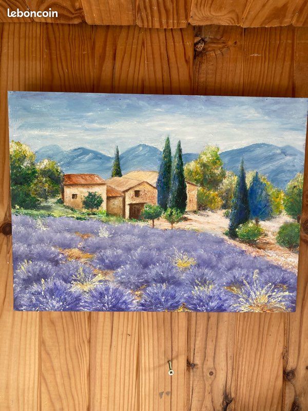 Tableau unique huile « paysage lavande » 40*30 (image 1)