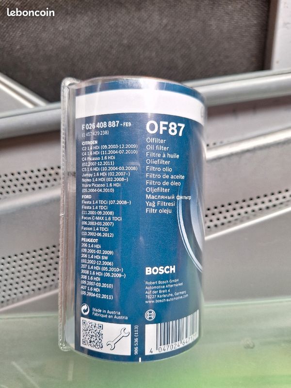 Filtre à Huile Bosch P3087 – Haute Qualité, Protection Moteur