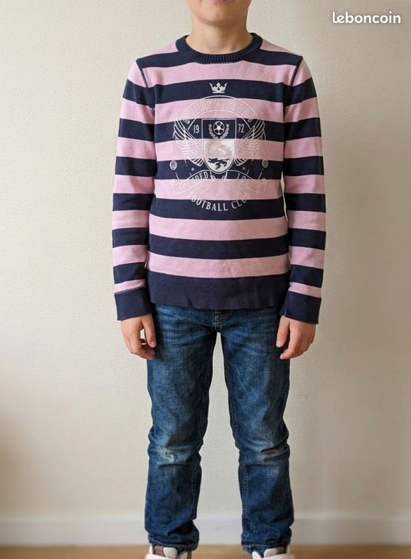 Pull enfant, à rayures, H&M, 100% coton, en parfait état (image 1)