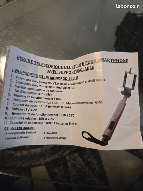 Perche télescopique Bluetooth réglable (image 4)