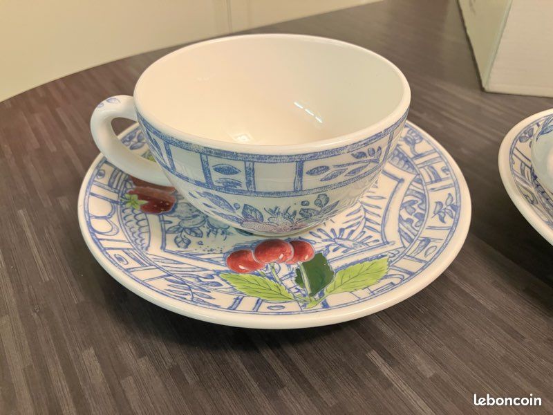 Paire de déjeuners Gien Décor Oiseau bleu (image 3)