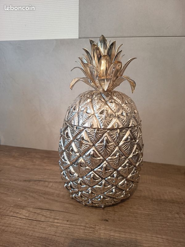 Lot 2 Seaux à Glaçons Ananas Vintage Mauro Manetti – Italie 1960, Métal Argenté