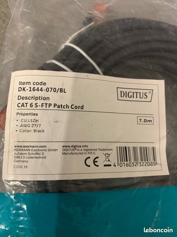 DIGITUS Câble LAN Cat 6A - 0,5m - 10 Pièces - RJ45 Câble Réseau