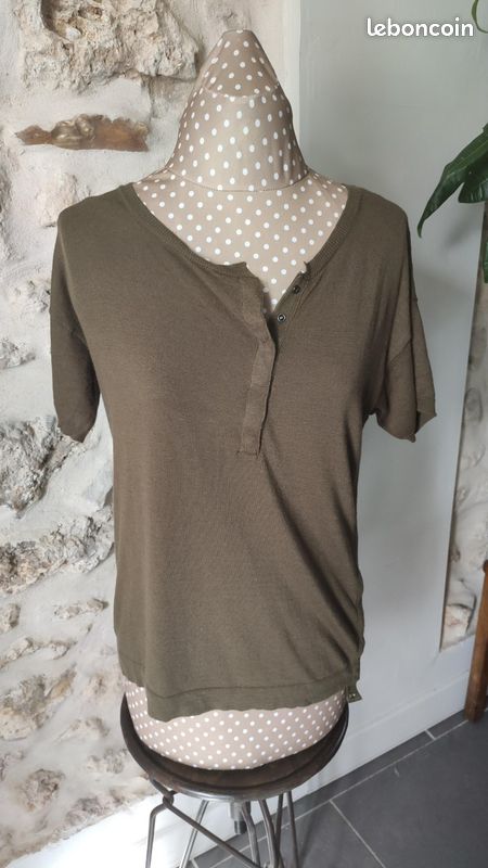 Pull Bel Air kaki taille 1 tout doux coupe originale angora (image 2)