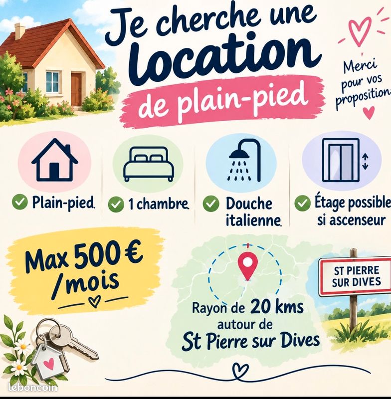 Appartement 2 pièces 40 m² · à Livarot-Pays-d'Auge · 40 m² · 500 €/mois