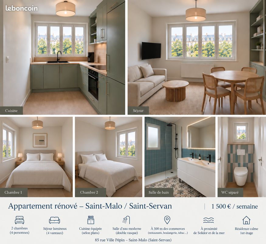 Appartement 3 pièces 49 m² · à Saint-Malo · 49 m² · 1 500 €/mois