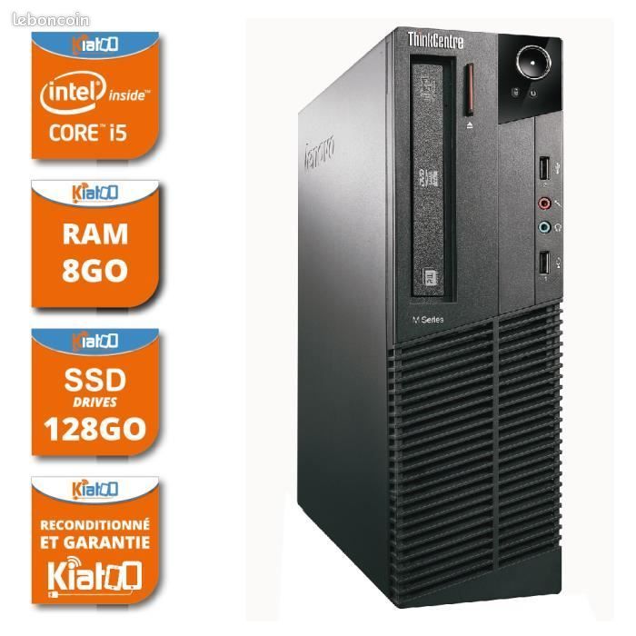 LENOVO M81 - Ordinateur de bureau - Core i5 - RAM 8 Go - Stockage SSD 128 Go - Windows 7 - Reconditi (image 1)