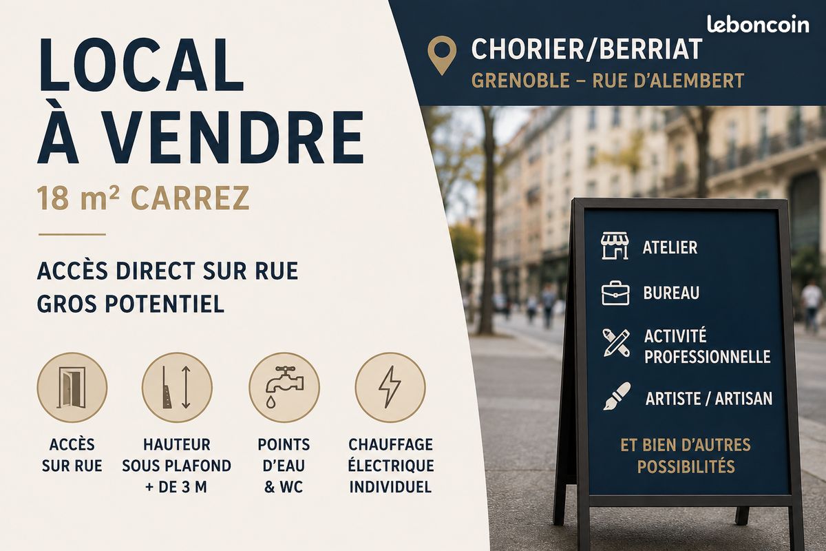 Local commercial 1 pièce 18 m² · à Grenoble · 18 m² · 52 000 €