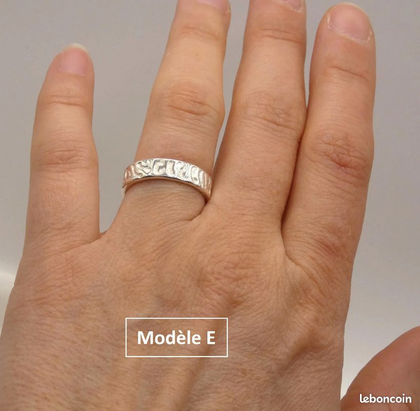 Bague neuve martelée ajustable en plaqué argent ou argent femme (image 4)