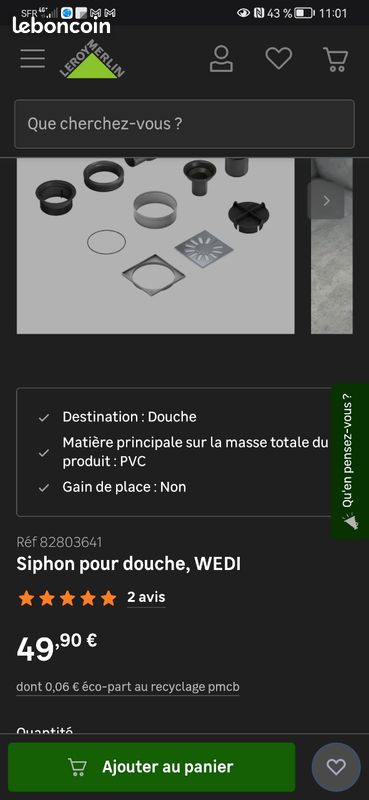 Siphon de douche wedi (image 1)