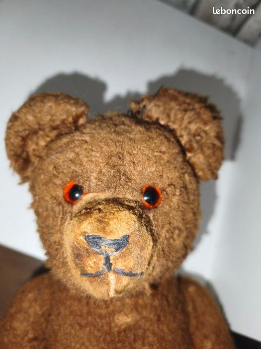 Ancien Ours En Peluche Vintage – Remplissage Paille – Doudou Rétro