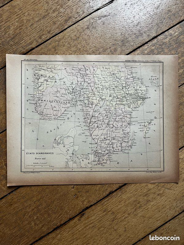États scandinaves - Carte géographique ancienne (image 1)