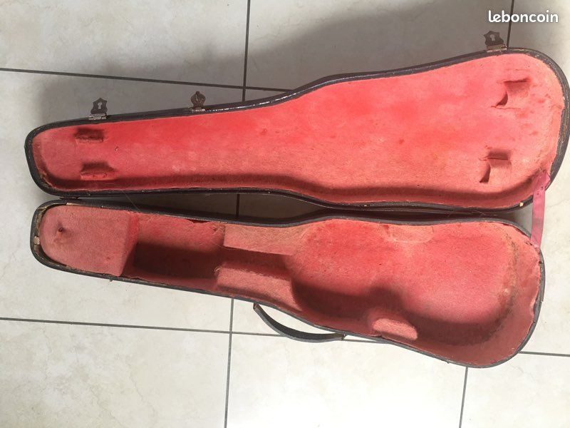 Ancien étui de violon + archet à restaurer (image 1)