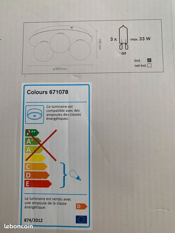 Lampe plafonnier double verre Colours Ducie (Castorama) (image 3)