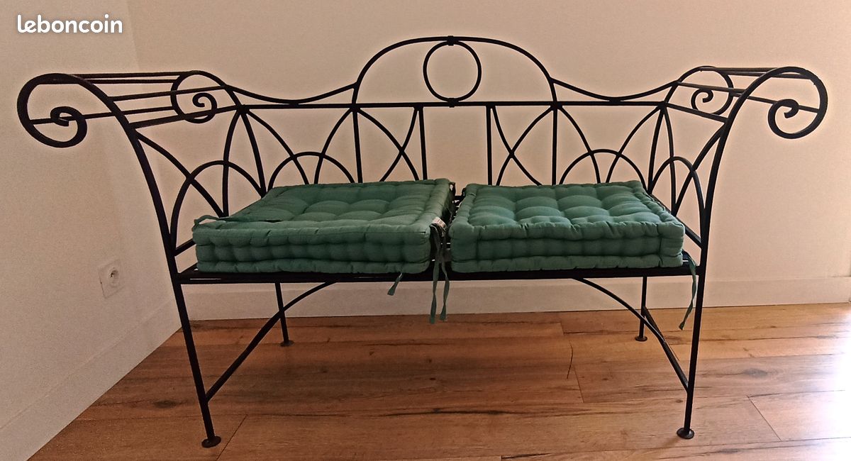 Banquette / banc en fer forgé 2 places – pièce unique artisanale (image 4)