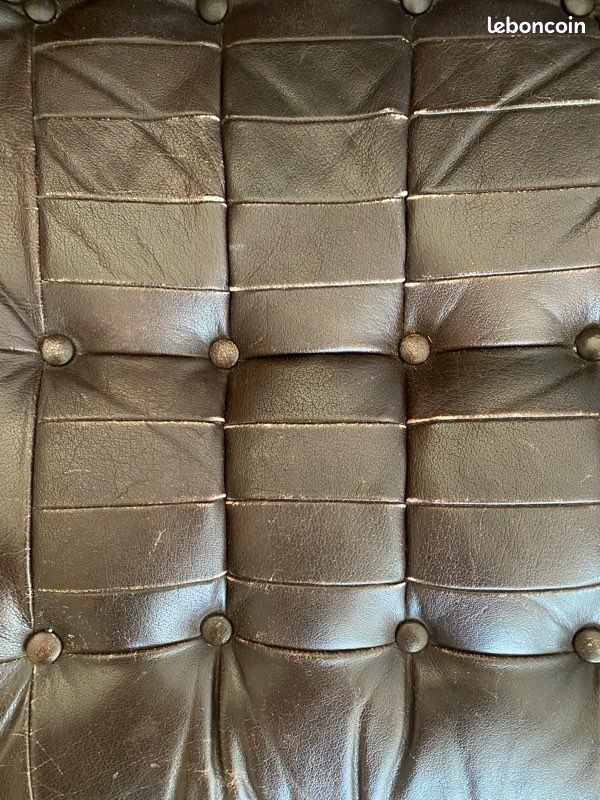 Paire de fauteuils vintage pivotants en cuir marron (image 2)