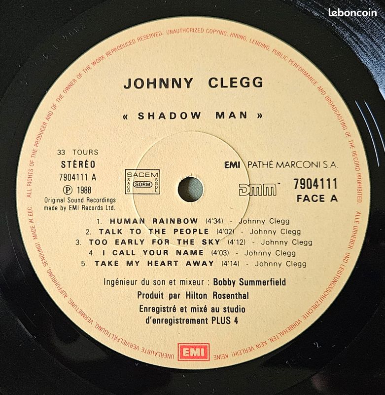 Vinyle JOHNNY CLEGG & SAVUKA shadow man 33t LP (image 5)