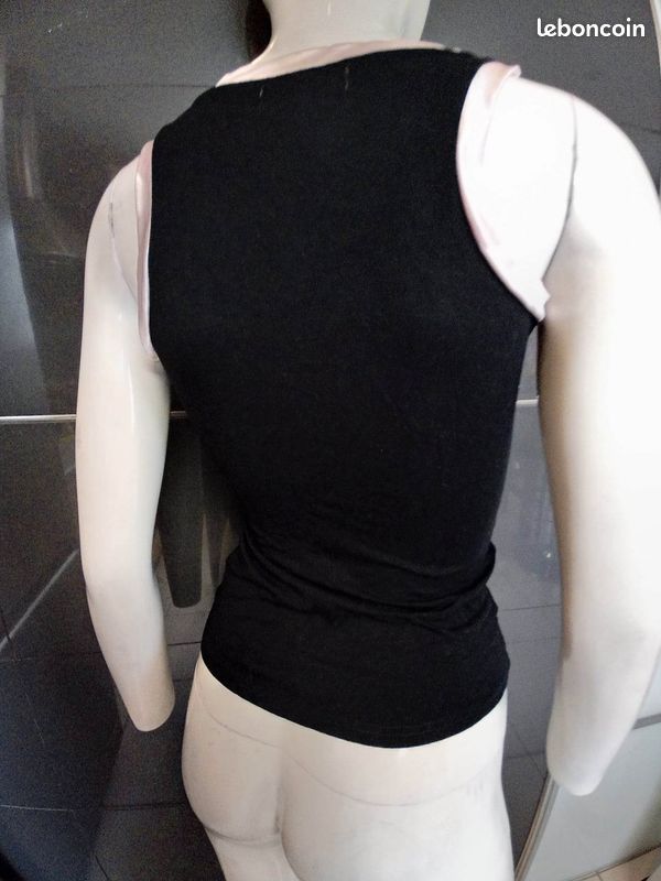 Débardeur femme REF 329 noir blanc taille S/M (image 2)