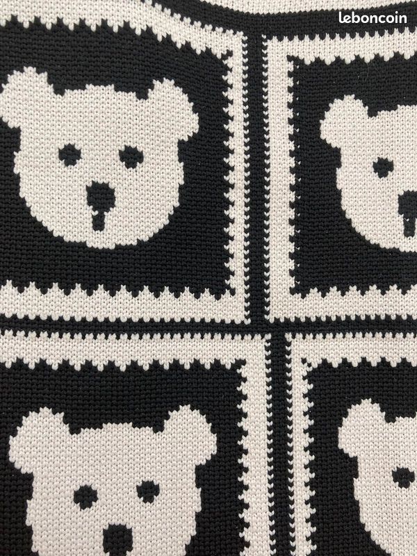 Sac fourre-tour cabas tricoté avec motif ours (image 3)