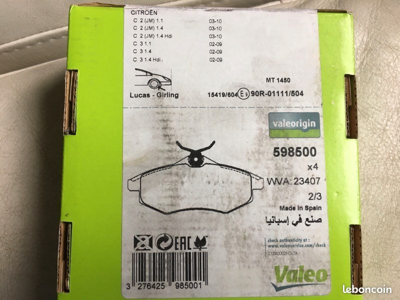 Plaquettes de frein avant Citroën c3 (image 2)