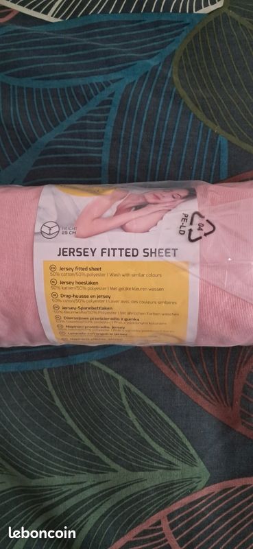 Drap housse 1p jersey rose NEUF (image 2)