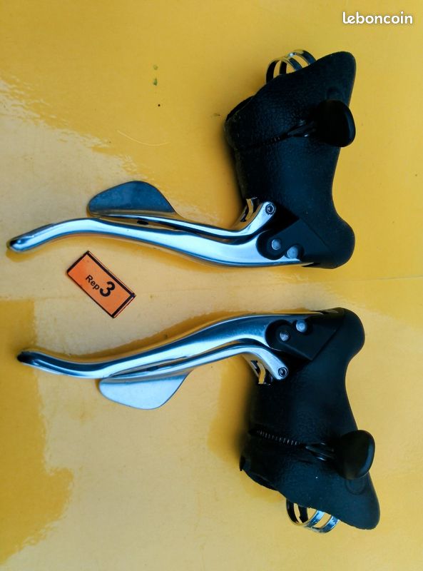 Leviers De Frein Campagnolo Vintage Blancs - Modifiés Pour Rétroviseur - Vélo Course