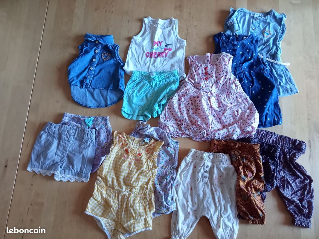 Lot de vêtement fille taille 3 mois printemps été - robes, pantalons, shorts, haut, combishorts, ensemble (image 1)
