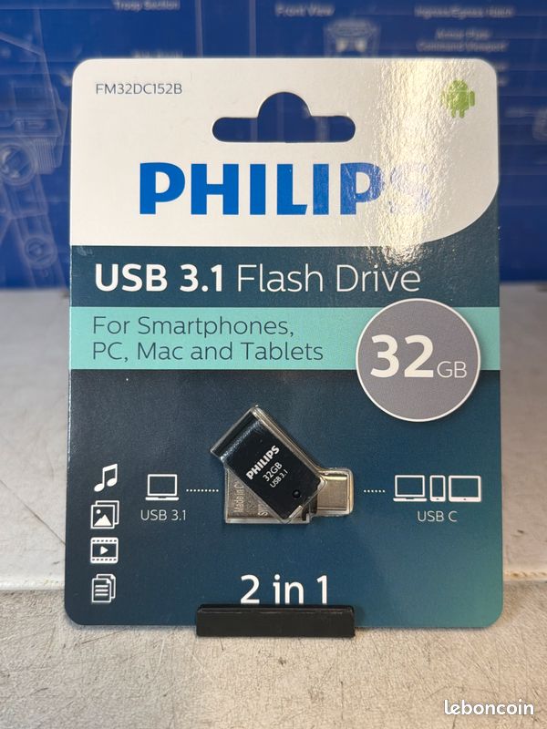 Clé USB Philips FM32DC152B 32 Go USB 3.1 / USB-C 2-en-1 (image 1)