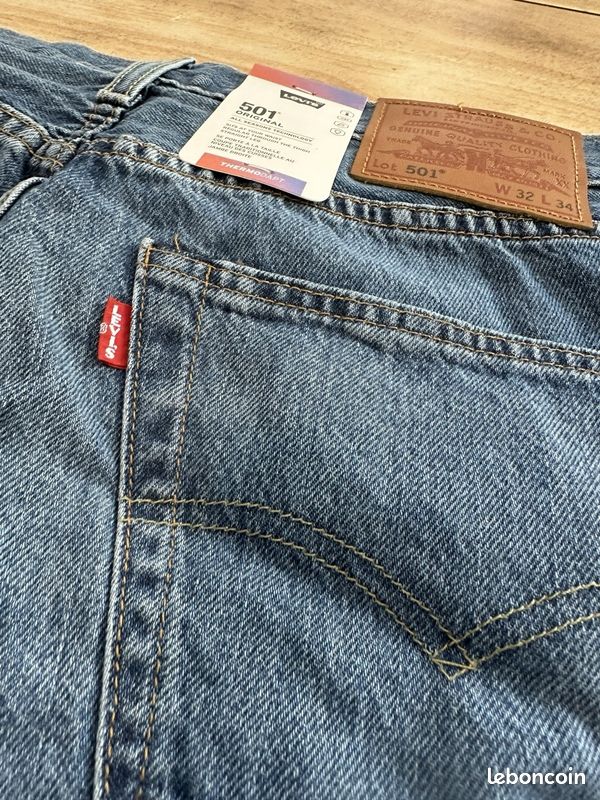 Jean Levi’s 501 Original Homme Bleu W32 L34 – Neuf avec Étiquettes (image 11)