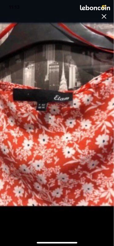 Blouse imprimée fleurs rouge femme T :42 ETAM (image 11)