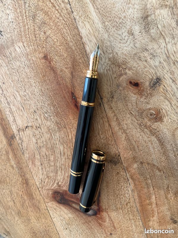 Stylo Plume Waterman Strong Man - Résine Noir Et Or, Plume En Or, Neuf Sans Emballage, état Parfait