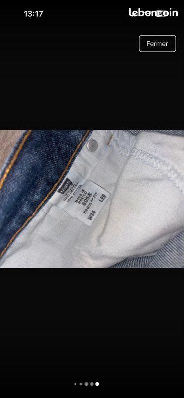 Jean Levi's 505 Regular Fit Bleu Brut – W34 L29 (Made in Mexico) (image 7)