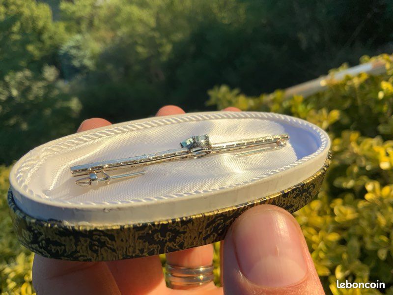 Broche En Or 9 Carats Sertie D'aigues-marines - Magnifique Bijou Vintage Occasion