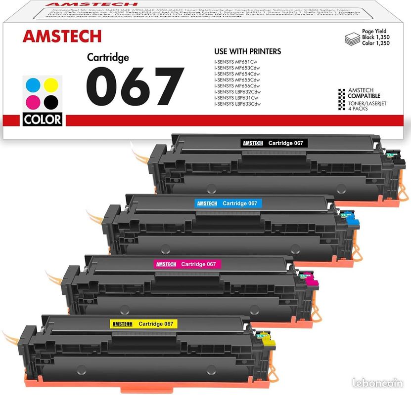 EasyLife 067H Compatible Toner Cartridge 4-Pack (Black, Cyan, Magenta, Yellow) For Canon 067 / 067H - High Yield For LBP633Cdw / MF656Cdw-616463