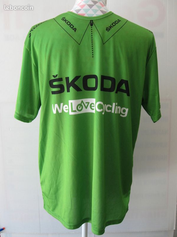 Tee-shirt Cycliste SKODA – Homme, Taille M, Vert, Manches Courtes En Polyester – Neuf Sans étiquette